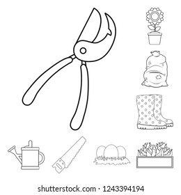 Isolated object of farm and agriculture symbol. Set of farm and plant stock vector illustration.