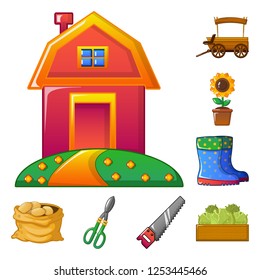 Isolated object of farm and agriculture symbol. Collection of farm and plant stock symbol for web.