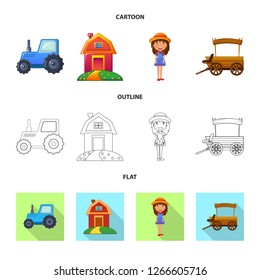 Isolated object of farm and agriculture symbol. Collection of farm and plant stock vector illustration.