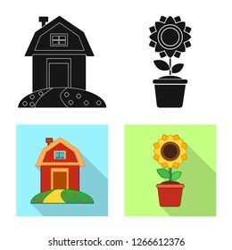 Isolated object of farm and agriculture symbol. Collection of farm and plant vector icon for stock.