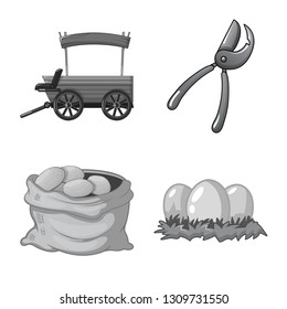 Isolated object of farm and agriculture symbol. Collection of farm and plant stock vector illustration.