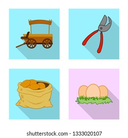 Isolated object of farm and agriculture symbol. Set of farm and plant stock symbol for web.