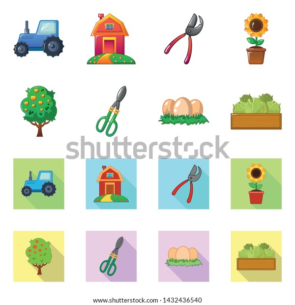 Isolated object of farm and\
agriculture symbol. Collection of farm and plant vector icon for\
stock.