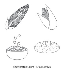 Isolated object of farm and crop symbol. Set of farm and nutrition stock symbol for web.