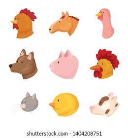 Isolated object of farm and head icon. Set of farm and homemade vector icon for stock.