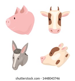 Isolated object of farm and head icon. Collection of farm and homemade vector icon for stock.