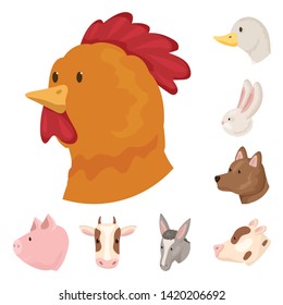 Isolated object of farm and head sign. Collection of farm and homemade stock symbol for web.