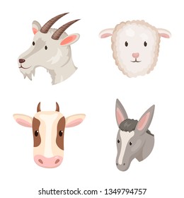 Isolated object of farm and head symbol. Collection of farm and homemade vector icon for stock.