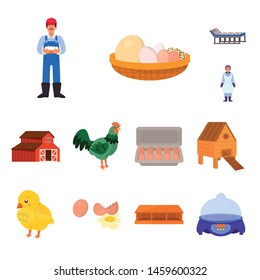 Isolated object of farm and poultry sign. Collection of farm and agriculture vector icon for stock.