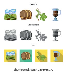 Isolated object of farm and vineyard icon. Collection of farm and product stock vector illustration.