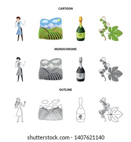 Isolated object of farm and vineyard logo. Set of farm and product vector icon for stock.