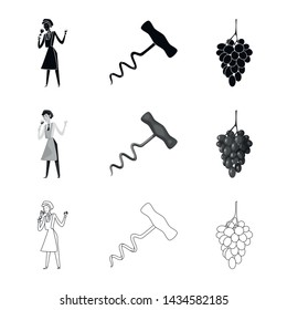 Isolated object of farm and vineyard logo. Collection of farm and product vector icon for stock.