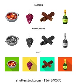 Isolated object of farm and vineyard sign. Collection of farm and product stock vector illustration.