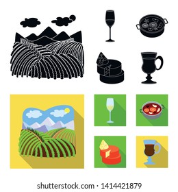 Isolated object of farm and vineyard sign. Collection of farm and product vector icon for stock.