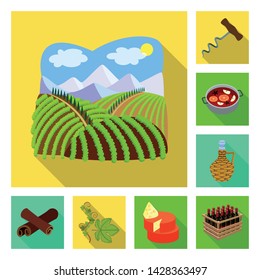 Isolated object of farm and vineyard sign. Collection of farm and product stock vector illustration.