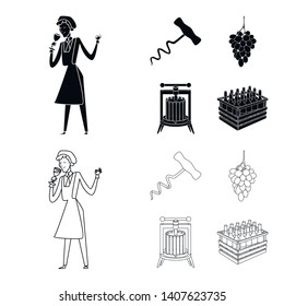 Isolated object of farm and vineyard symbol. Set of farm and product vector icon for stock.