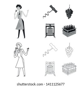 Isolated object of farm and vineyard symbol. Collection of farm and product stock vector illustration.
