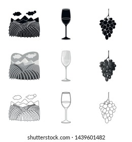 Isolated object of farm and vineyard symbol. Collection of farm and product vector icon for stock.