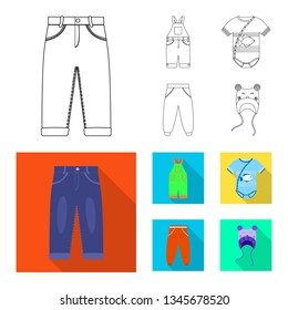 Isolated object of fashion and garment icon. Set of fashion and cotton vector icon for stock.