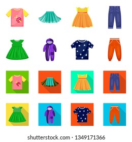 Isolated object of fashion and garment icon. Collection of fashion and cotton stock vector illustration.