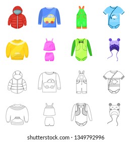 Isolated object of fashion and garment icon. Set of fashion and cotton stock symbol for web.