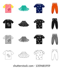 Isolated object of fashion and garment icon. Set of fashion and cotton stock vector illustration.