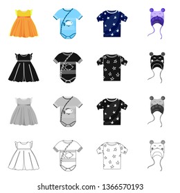 Isolated object of fashion and garment icon. Collection of fashion and cotton stock vector illustration.