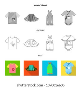 Isolated object of fashion and garment icon. Set of fashion and cotton vector icon for stock.