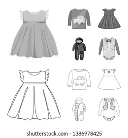 Isolated object of fashion and garment icon. Set of fashion and cotton stock vector illustration.