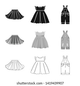 Isolated object of fashion and garment icon. Collection of fashion and cotton stock vector illustration.