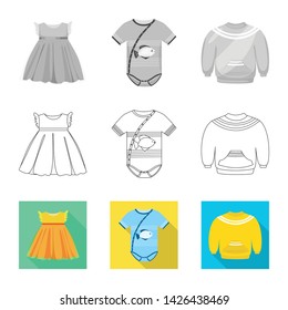 Isolated object of fashion and garment icon. Collection of fashion and cotton stock symbol for web.