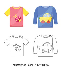 Isolated object of fashion and garment icon. Set of fashion and cotton stock symbol for web.