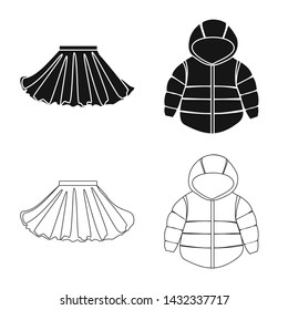 Isolated object of fashion and garment icon. Set of fashion and cotton stock symbol for web.