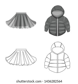 Isolated object of fashion and garment icon. Collection of fashion and cotton stock vector illustration.