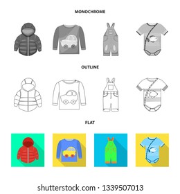 Isolated object of fashion and garment logo. Collection of fashion and cotton stock vector illustration.