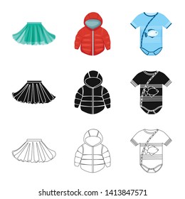 Isolated object of fashion and garment logo. Set of fashion and cotton stock vector illustration.