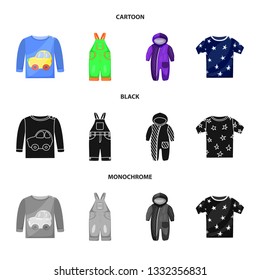 Isolated object of fashion and garment sign. Set of fashion and cotton stock vector illustration.