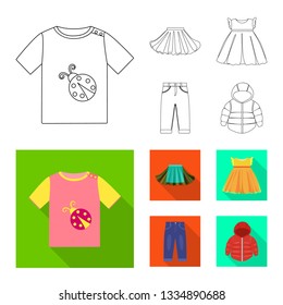 Isolated object of fashion and garment sign. Set of fashion and cotton stock symbol for web.