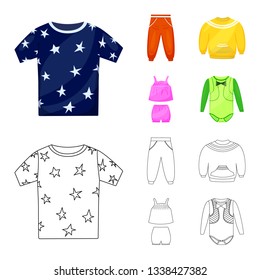 Isolated object of fashion and garment sign. Collection of fashion and cotton stock vector illustration.