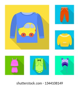 Isolated object of fashion and garment sign. Set of fashion and cotton stock vector illustration.