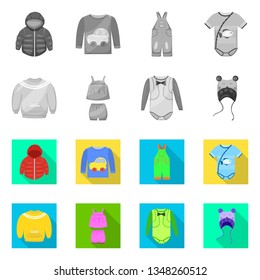 Isolated object of fashion and garment sign. Set of fashion and cotton stock symbol for web.
