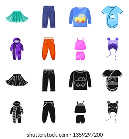 Isolated object of fashion and garment sign. Collection of fashion and cotton vector icon for stock.