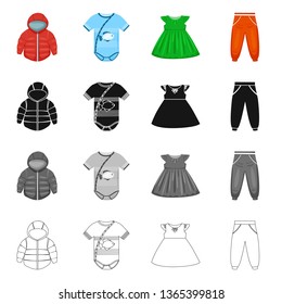 Isolated object of fashion and garment sign. Collection of fashion and cotton stock vector illustration.