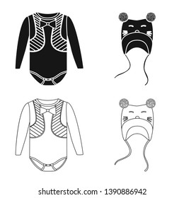 Isolated object of fashion and garment sign. Collection of fashion and cotton stock symbol for web.