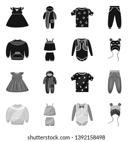 Isolated object of fashion and garment sign. Collection of fashion and cotton vector icon for stock.