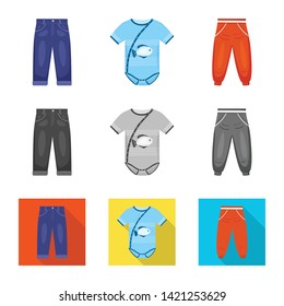 Isolated object of fashion and garment sign. Set of fashion and cotton stock symbol for web.