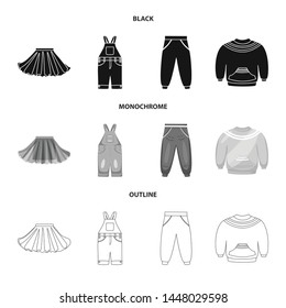 Isolated object of fashion and garment sign. Set of fashion and cotton stock vector illustration.
