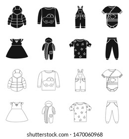 Isolated object of fashion and garment sign. Set of fashion and cotton stock symbol for web.