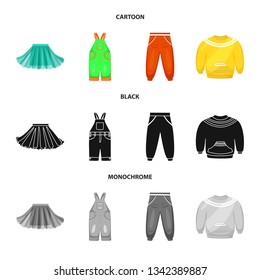 Isolated object of fashion and garment symbol. Set of fashion and cotton stock vector illustration.