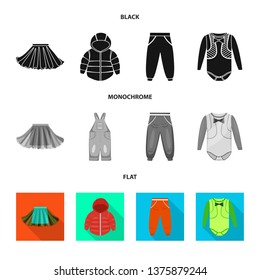 Isolated object of fashion and garment symbol. Set of fashion and cotton stock symbol for web.
